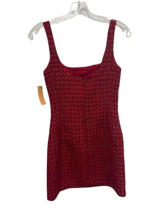 Amanda Uprichard Size XS Red Multi Wool Blend Tweed Zip Back Mini Dress Red Multi / XS