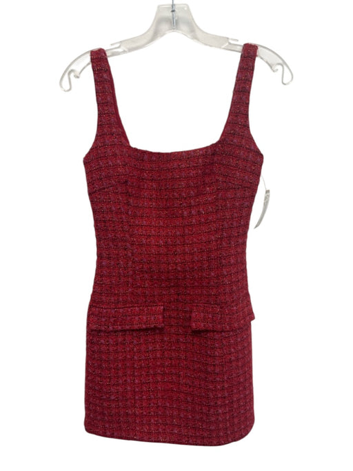 Amanda Uprichard Size XS Red Multi Wool Blend Tweed Zip Back Mini Dress Red Multi / XS