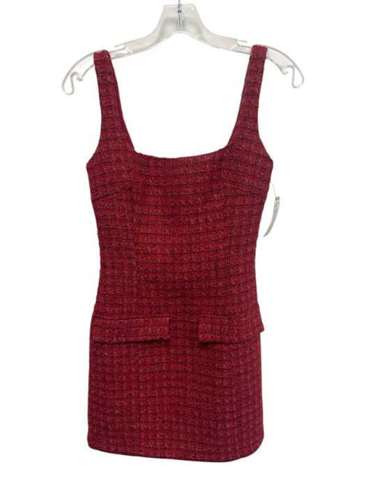 Amanda Uprichard Size XS Red Multi Wool Blend Tweed Zip Back Mini Dress Red Multi / XS