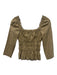 Reformation Size 2 Yellow & Brown Cotton Blend Gingham Puff Sleeve Top Yellow & Brown / 2