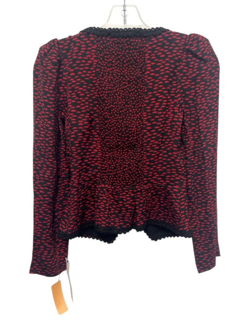 Reformation Size 2 Red & Black Lenzing Blend Wide Neck Printed Long Sleeve Top Red & Black / 2