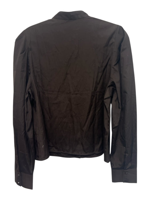 Madewell Size M Dark Brown Cotton Button Front Long Sleeve Round Neck Top Dark Brown / M