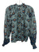 Ulla Johnson Size 6 Blue Multi Cotton Blend Floral V Neck Tie Neck Top Blue Multi / 6