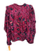 Ulla Johnson Size 10 Pink Multi Cotton Blend Printed V Neck Long Sleeve Top Pink Multi / 10