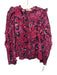 Ulla Johnson Size 10 Pink Multi Cotton Blend Printed V Neck Long Sleeve Top Pink Multi / 10
