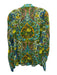 Alemais Size 8 Blue, Green & Multi Ramie V Neck Long Sleeve Printed Top Blue, Green & Multi / 8
