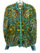 Alemais Size 8 Blue, Green & Multi Ramie V Neck Long Sleeve Printed Top Blue, Green & Multi / 8
