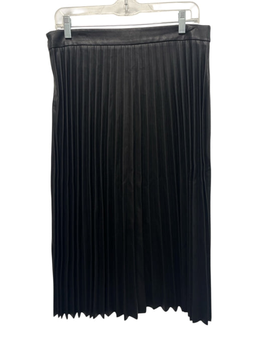 Milly Size 10 Black PU Leather Zip Close Pleated Skirt Black / 10