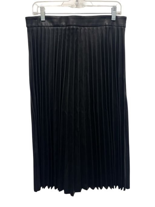 Milly Size 10 Black PU Leather Zip Close Pleated Skirt Black / 10