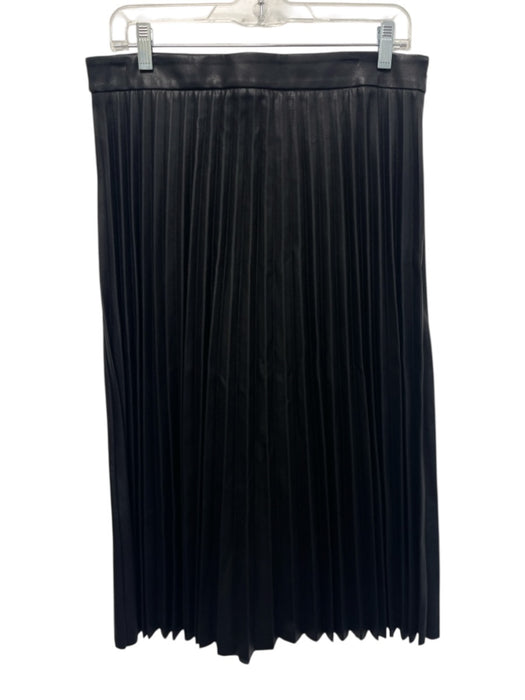 Milly Size 10 Black PU Leather Zip Close Pleated Skirt Black / 10