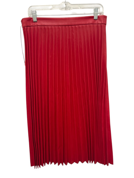 Milly Size 10 Red PU Leather Zip Close Pleated Skirt Red / 10