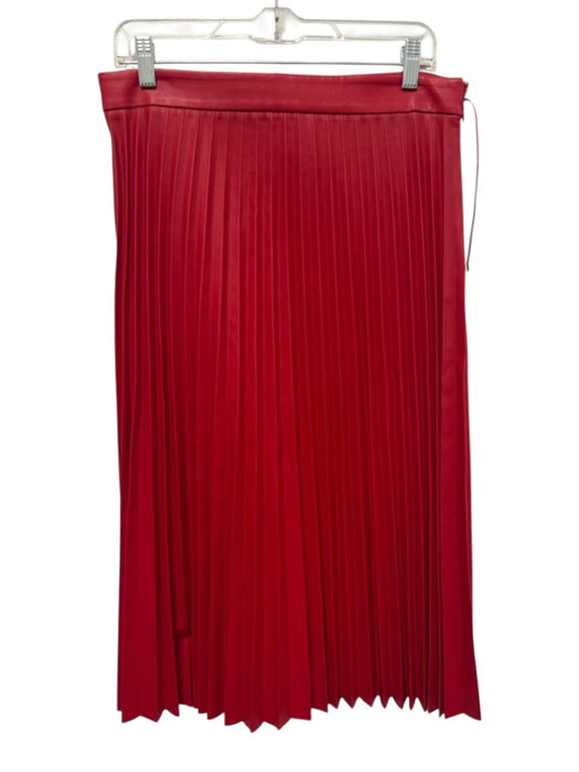 Milly Size 10 Red PU Leather Zip Close Pleated Skirt Red / 10