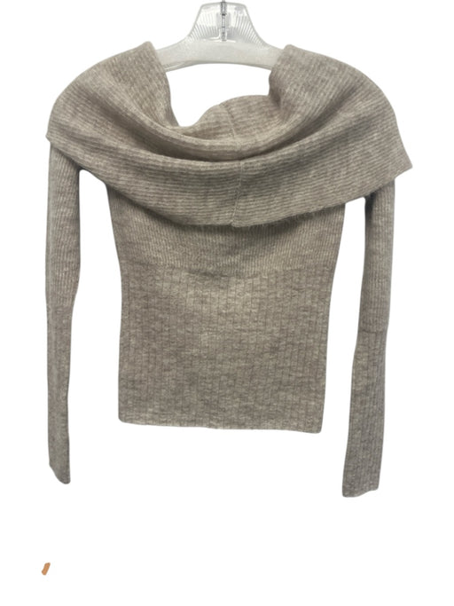 Reformation Size XS Beige Alpaca Blend Twist Front Off Shoulder Long Sleeve Top Beige / XS