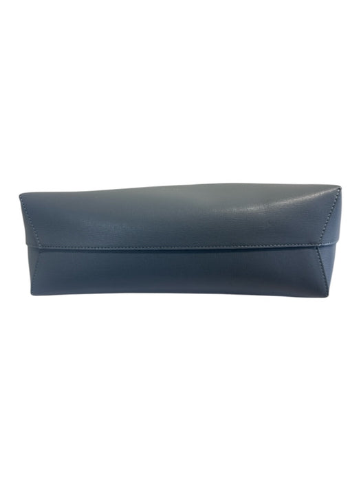 Mansur Gavriel Blue Leather Zip Close Top Handle Saffiano Bag Blue / M