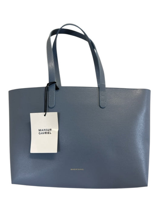 Mansur Gavriel Blue Leather Zip Close Top Handle Saffiano Bag Blue / M