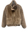 BlankNYC Size M Beige Brown Polyester Zip & Snaps High Neck Fuzzy Jacket Beige Brown / M