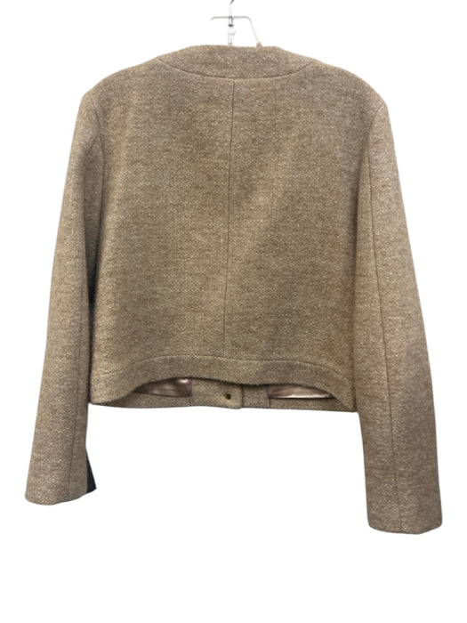 J Crew Collection Size 10 Beige Brown Wool Blend Snap Button Front Crop Jacket Beige Brown / 10