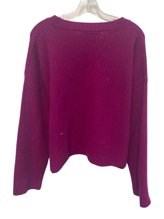 La Ligne Size L Fuchsia Purple Cashmere Ribbed Knit Long Sleeve Pullover Sweater Fuchsia Purple / L