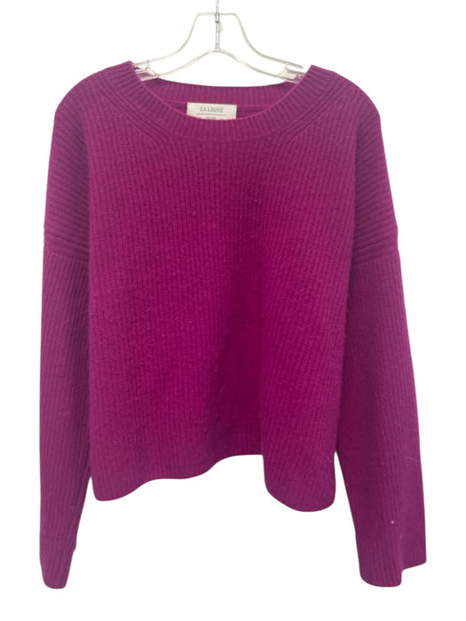 La Ligne Size L Fuchsia Purple Cashmere Ribbed Knit Long Sleeve Pullover Sweater Fuchsia Purple / L