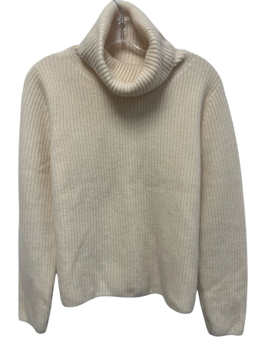 Banana Republic Size M Cream White Cashmere Ribbed Knit Turtleneck Sweater Cream White / M