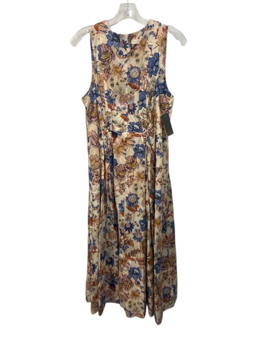 Ulla Johnson Size 10 Orange & Blue Cotton Floral Sleeveless Gathered Twist Dress Orange & Blue / 10