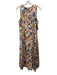 Ulla Johnson Size 10 Orange & Blue Cotton Floral Sleeveless Gathered Twist Dress Orange & Blue / 10