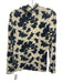 Ulla Johnson Size L Cream Beige & Navy Blue Rayon Blend Abstract Floral Top Cream Beige & Navy Blue / L