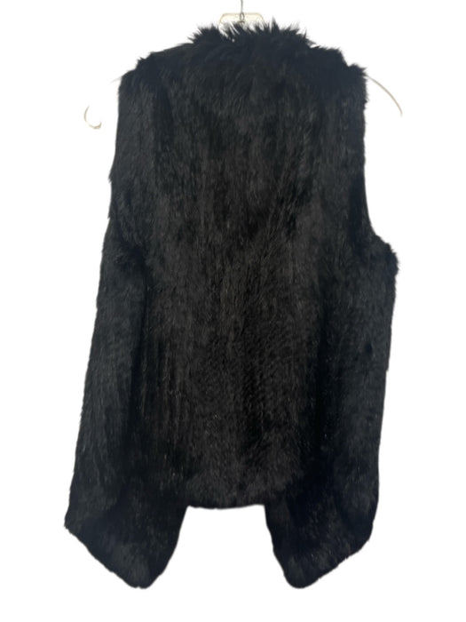 Joie Size M Black Rabbit Fur Knit Hook & Eye Front Vest Black / M