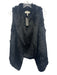 Joie Size M Black Rabbit Fur Knit Hook & Eye Front Vest Black / M