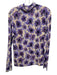 Ulla Johnson Size L Cream Beige & Purple Rayon Blend Floral Long Sleeve Top Cream Beige & Purple / L