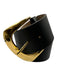 B-Low The Belt Black & Gold Tone Leather Oversized Buckle Wide Belts Black & Gold Tone / M