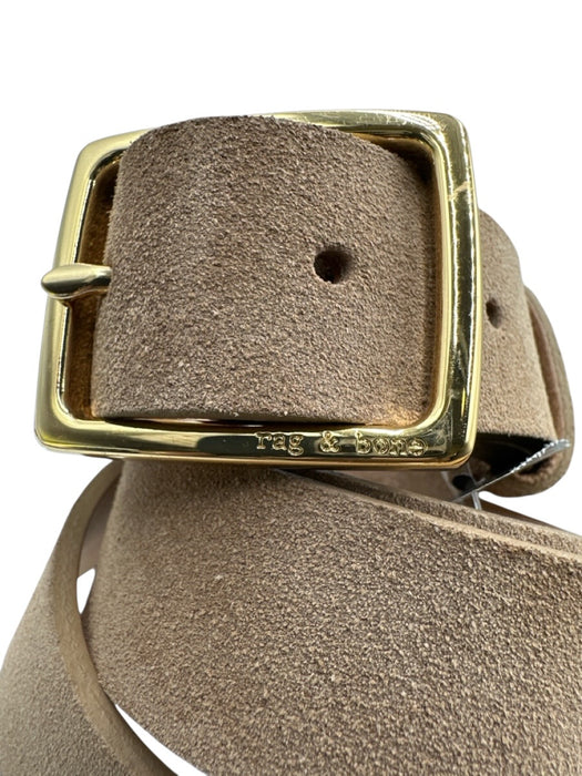Rag & Bone Beige Leather Suede Gold Tone Buckle Square Buckle Belts Beige / M