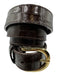 J. Crew Dark Brown Leather Croc Embossed Round Buckle Gold Tone Buckle Belts Dark Brown / M