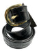J. Crew Black Leather Croc Embossed Round Buckle Gold Tone Buckle Belts Black / M