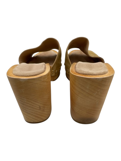 Veronica Beard Shoe Size 7 Yellow Beige Leather Upper Suede Mule Slide Sandals Yellow Beige / 7