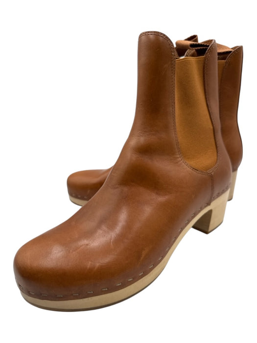 Loeffler Randall Shoe Size 7.5 Tan Brown Leather Upper Wood platform Boots Tan Brown / 7.5