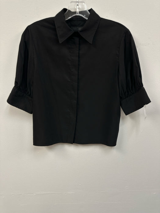 Zara Size XS Black Polyester Short Balloon Sleeve Button Up Maxi Skirt Set