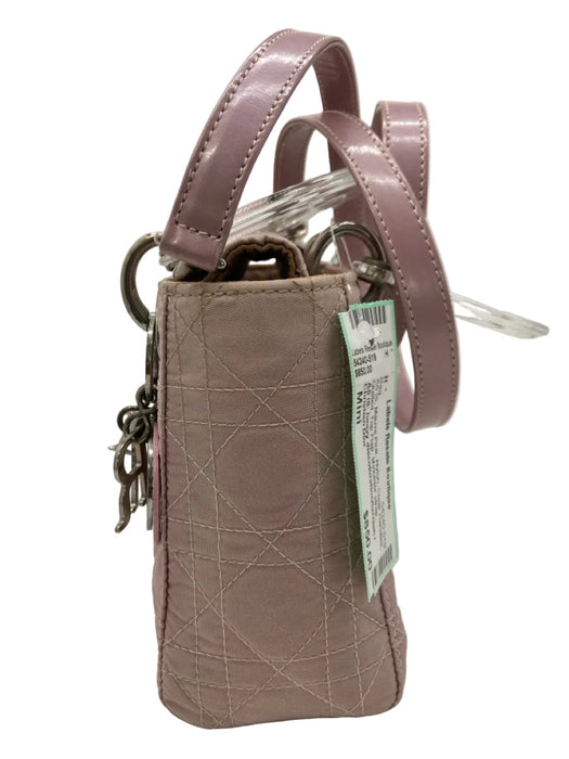 Christian Dior Mauve Pink Nylon Clear Handles Quilted Top Flap Bag