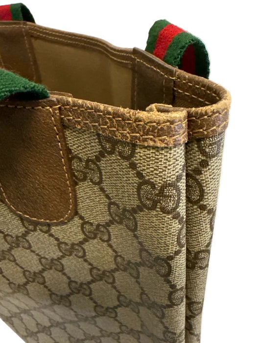 Gucci Beige & Brown Coated Canvas Web Stripe Guccissima Tote Bag