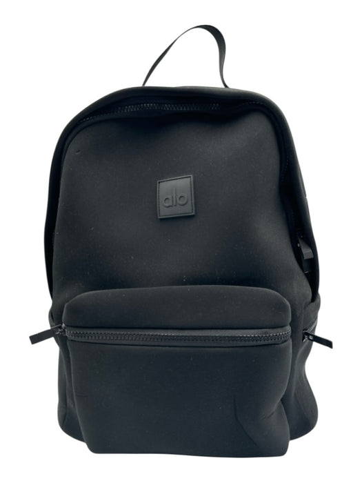 Alo Black Zip Close Logo Drawstring Large Backpack Black