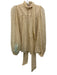 Zimmermann Size 0 Cream & Gold Silk Blend Long Sleeve Swiss Dot Button Front Top Cream & Gold / 0
