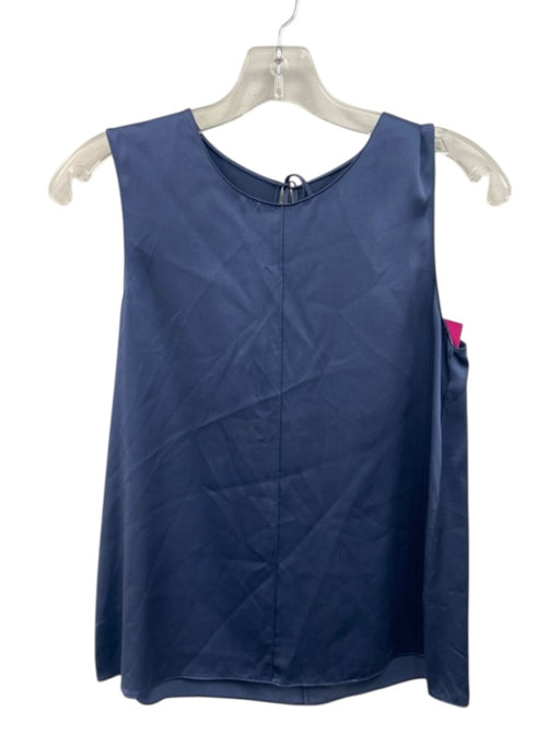 Beautiful People Size P Blue Silk Sleeveless Tie Back Pintuck Tank Top Blue / P