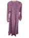 Natalie Martin Size XS Purple & White Silk Long Sleeve Floral Maxi Dress Purple & White / XS