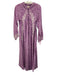 Natalie Martin Size XS Purple & White Silk Long Sleeve Floral Maxi Dress Purple & White / XS