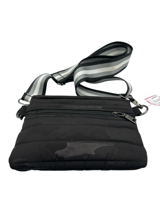 Think Royln Black & Gray Nylon Quilted Camo Striped Crossbody Bag Black & Gray / Small