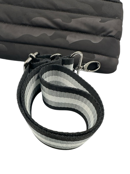 Think Royln Black & Gray Nylon Quilted Camo Striped Crossbody Bag Black & Gray / Small