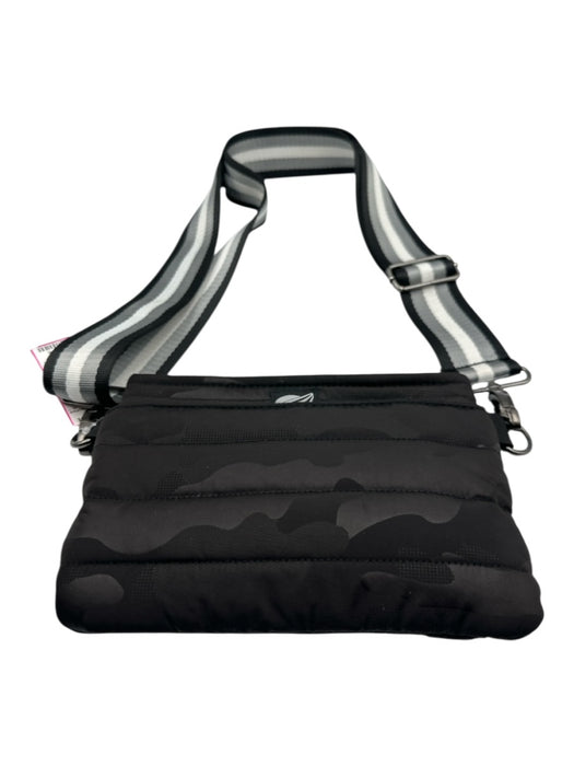 Think Royln Black & Gray Nylon Quilted Camo Striped Crossbody Bag Black & Gray / Small