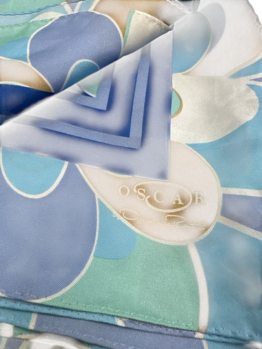 Oscar by Oscar de la Renta Blue, Green, Beige Silk Square Abstract scarf Blue, Green, Beige / Large