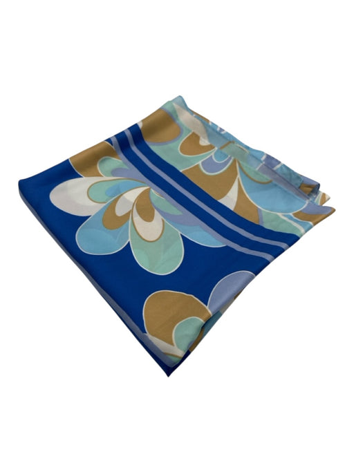 Oscar by Oscar de la Renta Blue, Green, Beige Silk Square Abstract scarf Blue, Green, Beige / Large