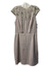 Aijek Size 3 Taupe Silk Lace Panels Keyhole Back Midi Cap Sleeve Dress Taupe / 3